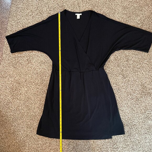 Size Large H&M little black faux wrap dress with 3/4 sleeves - Picture 5 of 11